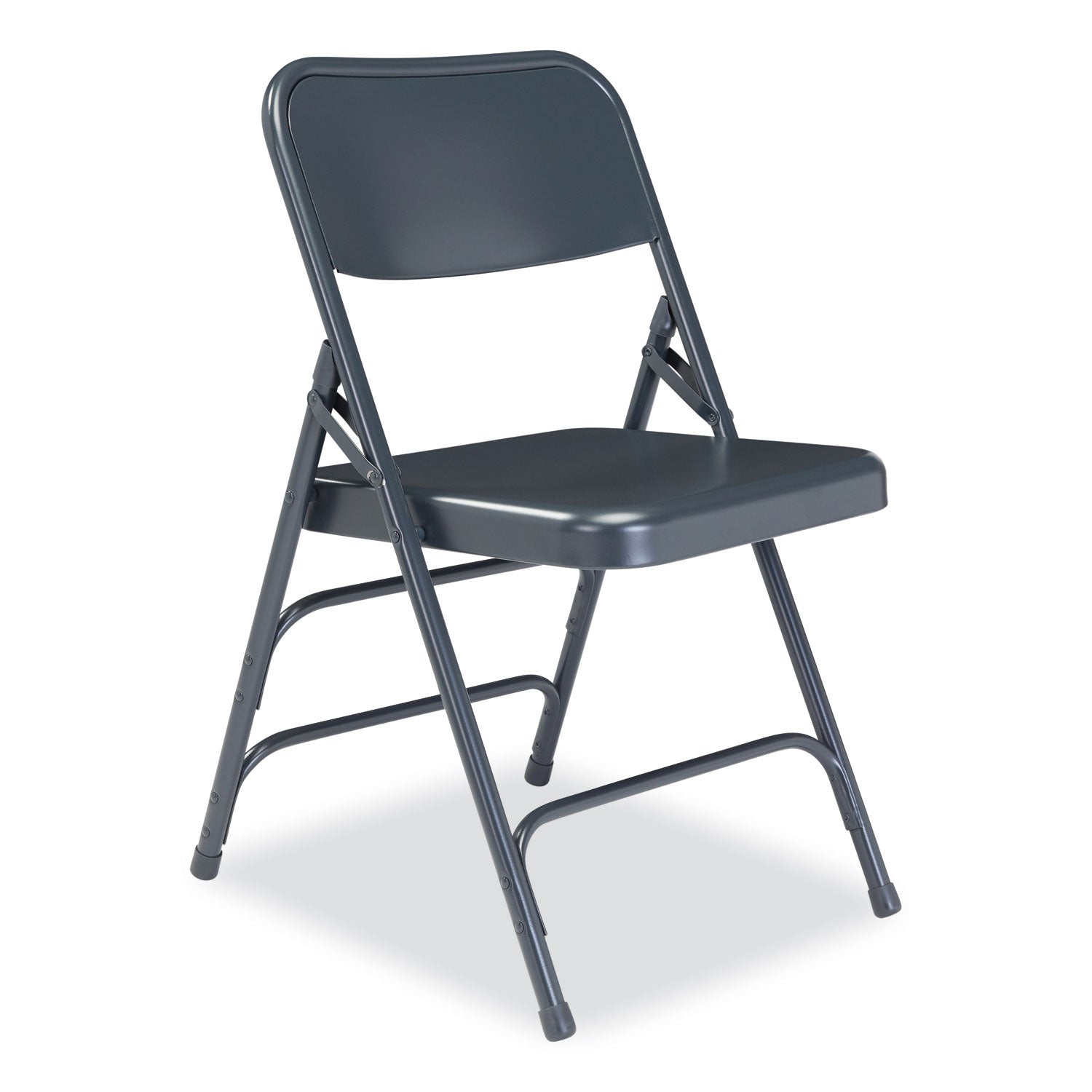 300 Series Deluxe All-Steel Triple Brace Folding Chair, Supports 480 lb, 17.25" Seat Height, Blue, 4/CT,Ships in 1-3 Bus Days
