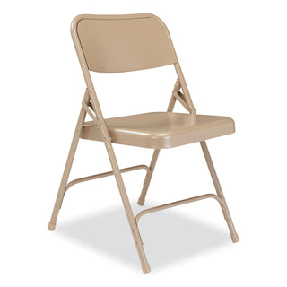 200 Series Premium All-Steel Double Hinge Folding Chair, Supports 500 lb, 17.25" Seat Ht, Beige, 4/CT, Ships in 1-3 Bus Days