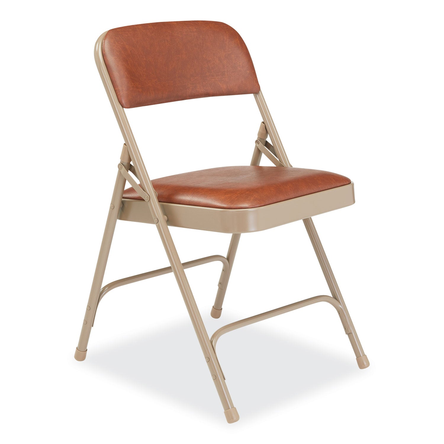 1200 Series Vinyl Dual-Hinge Folding Chair, Supports 500 lb, Honey Brown Seat/Back, Beige Base, 4/CT, Ships in 1-3 Bus Days