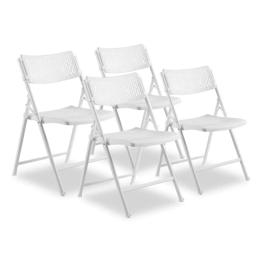 AirFlex Series Premium Poly Folding Chair, Supports 1000 lb, 17.25" Seat Ht, White Seat/Back/Base, 4/CT,Ships in 1-3 Bus Days