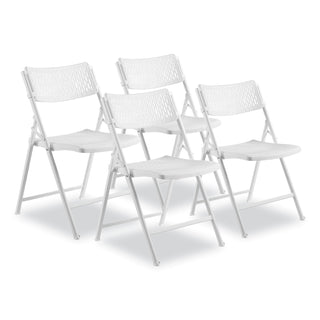 AirFlex Series Premium Poly Folding Chair, Supports 1000 lb, 17.25" Seat Ht, White Seat/Back/Base, 4/CT,Ships in 1-3 Bus Days