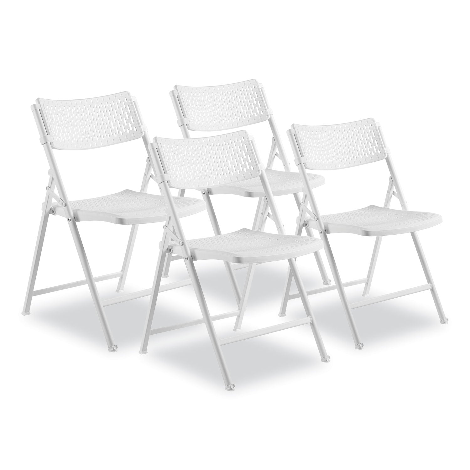 AirFlex Series Premium Poly Folding Chair, Supports 1000 lb, 17.25" Seat Ht, White Seat/Back/Base, 4/CT,Ships in 1-3 Bus Days