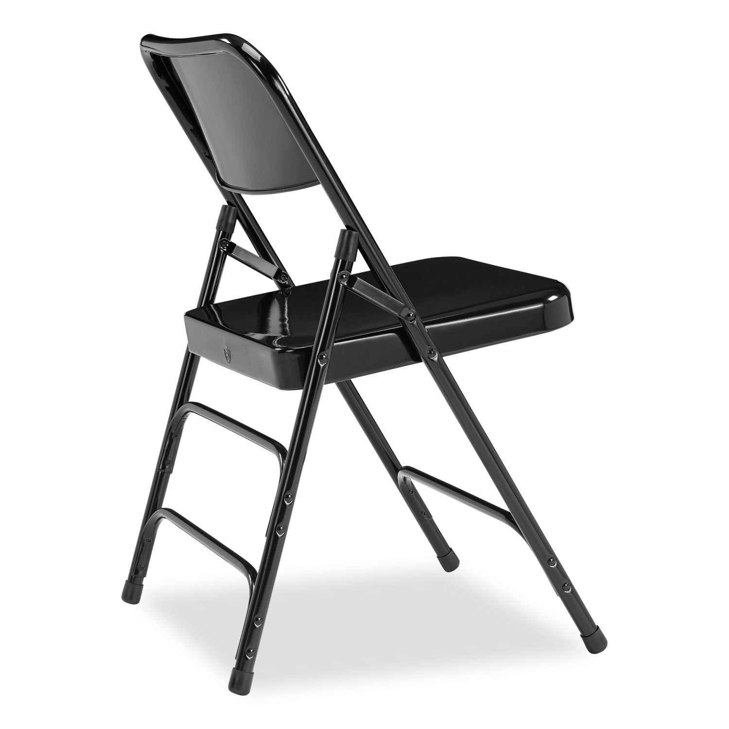 300 Series Deluxe All-Steel Triple Brace Folding Chair, Supports 480 lb, 17.25" Seat Ht, Black, 4/CT, Ships in 1-3 Bus Days