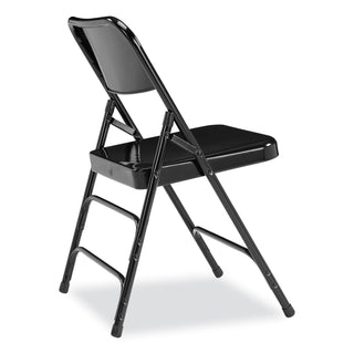 300 Series Deluxe All-Steel Triple Brace Folding Chair, Supports 480 lb, 17.25" Seat Ht, Black, 4/CT, Ships in 1-3 Bus Days