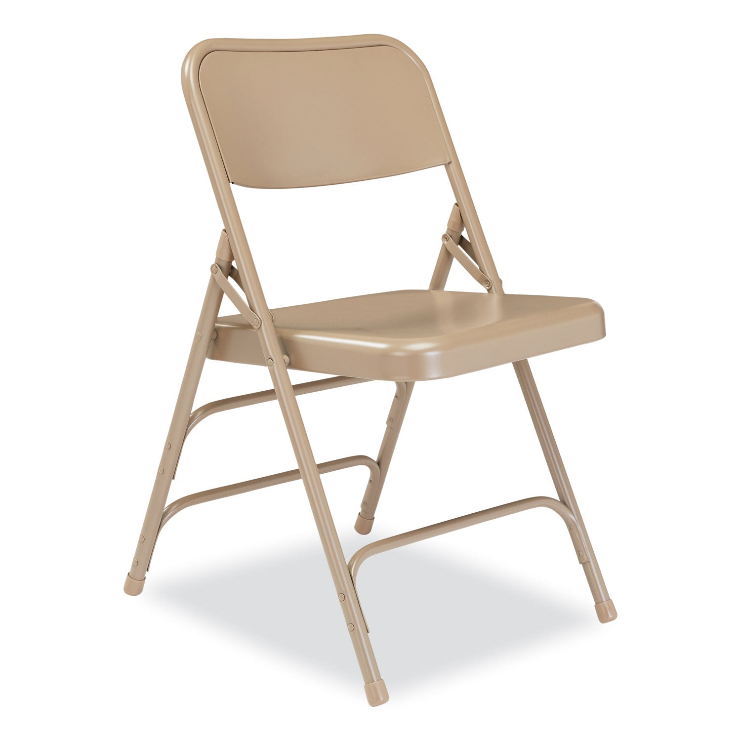 300 Series Deluxe All-Steel Triple Brace Folding Chair, Supports 480 lb, 17.25" Seat Ht, Beige, 4/CT, Ships in 1-3 Bus Days