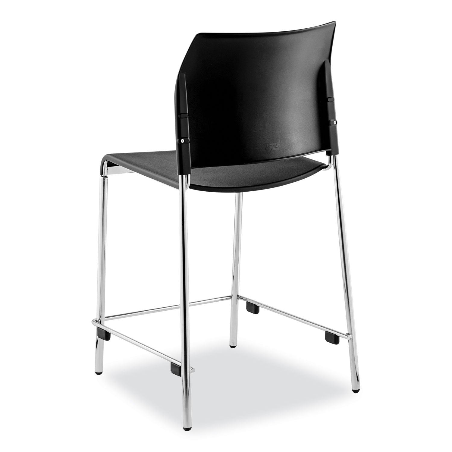 Cafetorium Counter Height Stool, Supports Up to 300 lb, 24" Seat Height, Black Seat/Back, Chrome Base, Ships in 1-3 Bus Days