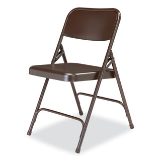 200 Series Premium All-Steel Double Hinge Folding Chair, Supports 500 lb, 17.25" Seat Ht, Brown, 4/CT, Ships in 1-3 Bus Days