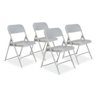 800 Series Premium Plastic Folding Chair, Supports 500 lb, 18" Seat Ht, Gray Seat/Back, Gray Base, 4/CT,Ships in 1-3 Bus Days