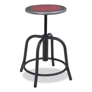 6800 Series Height Adj Metal Seat Stool, Supports 300 lb, 18"-24" Seat Ht, Burgundy Seat, Black Base, Ships in 1-3 Bus Days