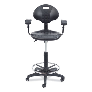 6700 Series Polyurethane Adj Height Task Chair w/Arms, Supports 300lb, 22"-32" Seat Ht, Black Seat/Base,Ships in 1-3 Bus Days