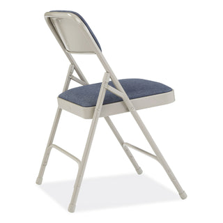 2200 Series Fabric Dual-Hinge Premium Folding Chair, Supports 500 lb, Blue Seat/Back, Gray Base, 4/CT, Ships in 1-3 Bus Days