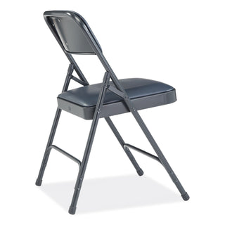 1200 Series Vinyl Dual-Hinge Folding Chair, Supports 500 lb, 17.75" Seat Ht, Dark Midnight Blue, 4/CT, Ships in 1-3 Bus Days