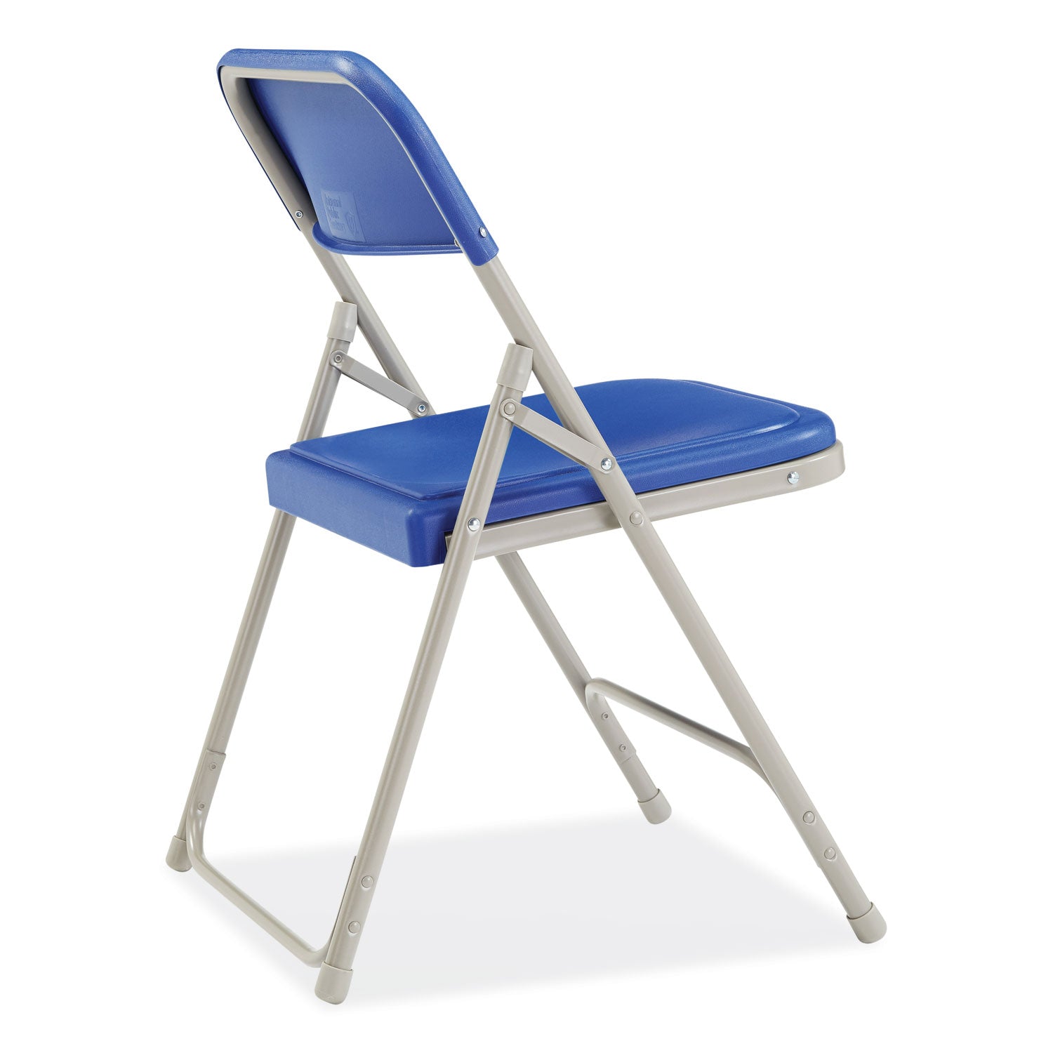 800 Series Premium Plastic Folding Chair, Supports 500 lb, 18" Seat Ht, Blue Seat/Back, Gray Base, 4/CT,Ships in 1-3 Bus Days