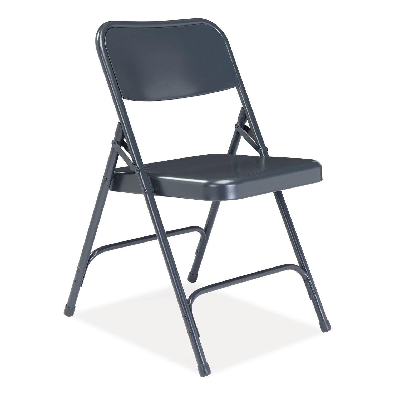 200 Series Premium All-Steel Double Hinge Folding Chair, Supports 500 lb, 17.25" Seat Ht, Blue, 4/CT, Ships in 1-3 Bus Days