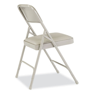 1200 Series Premium Vinyl Dual-Hinge Folding Chair, Supports 500lb, 17.75" Seat Height, Warm Gray, 4/CT,Ships in 1-3 Bus Days
