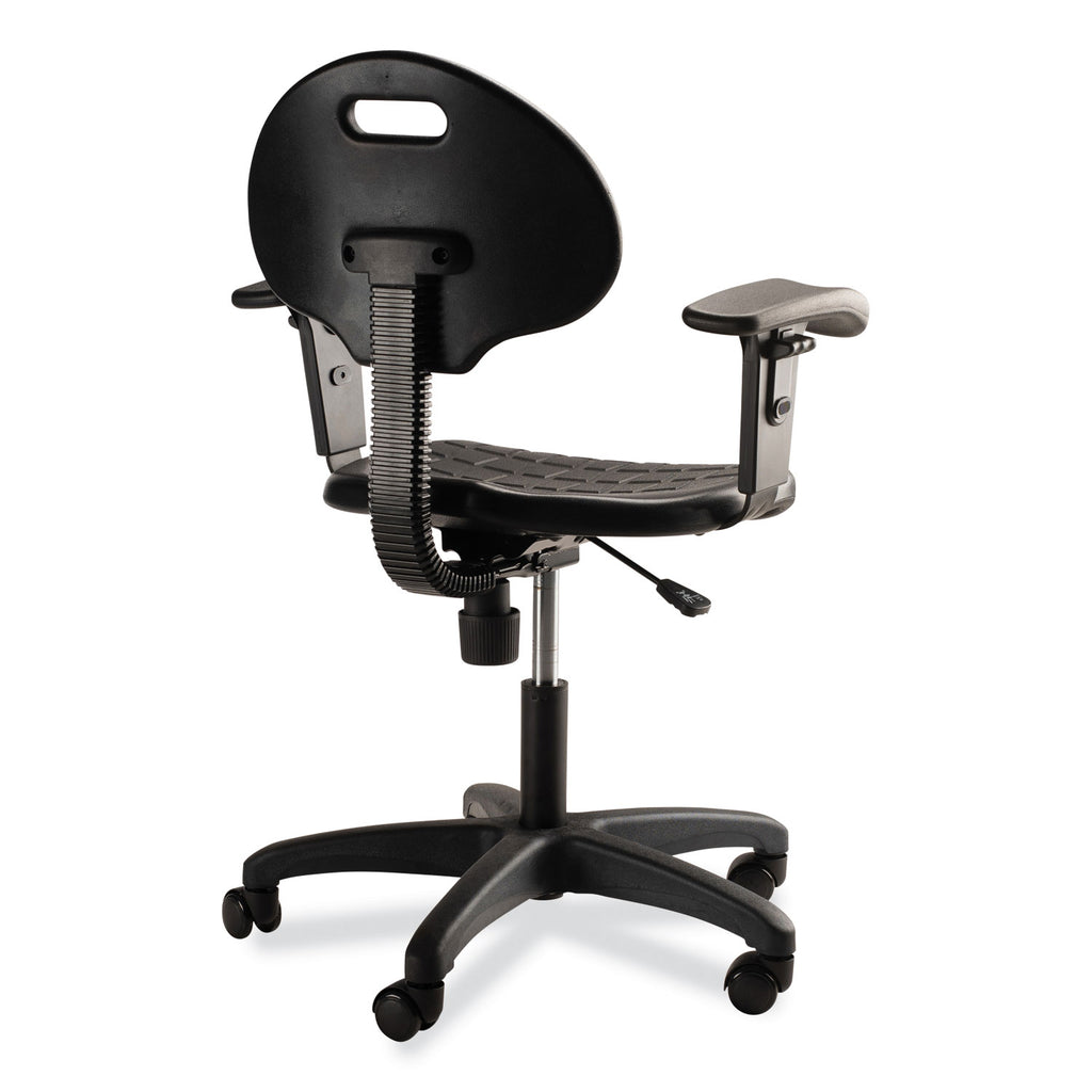 6700 Series Polyurethane Adj Height Task Chair w/Arms, Supports 300lb, 16"-21" Seat Ht, Black Seat/Base,Ships in 1-3 Bus Days