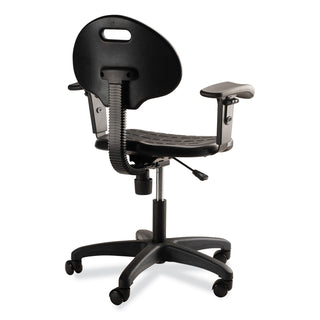 6700 Series Polyurethane Adj Height Task Chair w/Arms, Supports 300lb, 16"-21" Seat Ht, Black Seat/Base,Ships in 1-3 Bus Days