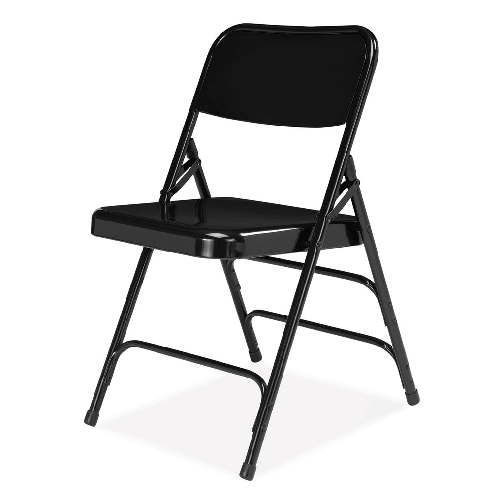 300 Series Deluxe All-Steel Triple Brace Folding Chair, Supports 480 lb, 17.25" Seat Ht, Black, 4/CT, Ships in 1-3 Bus Days