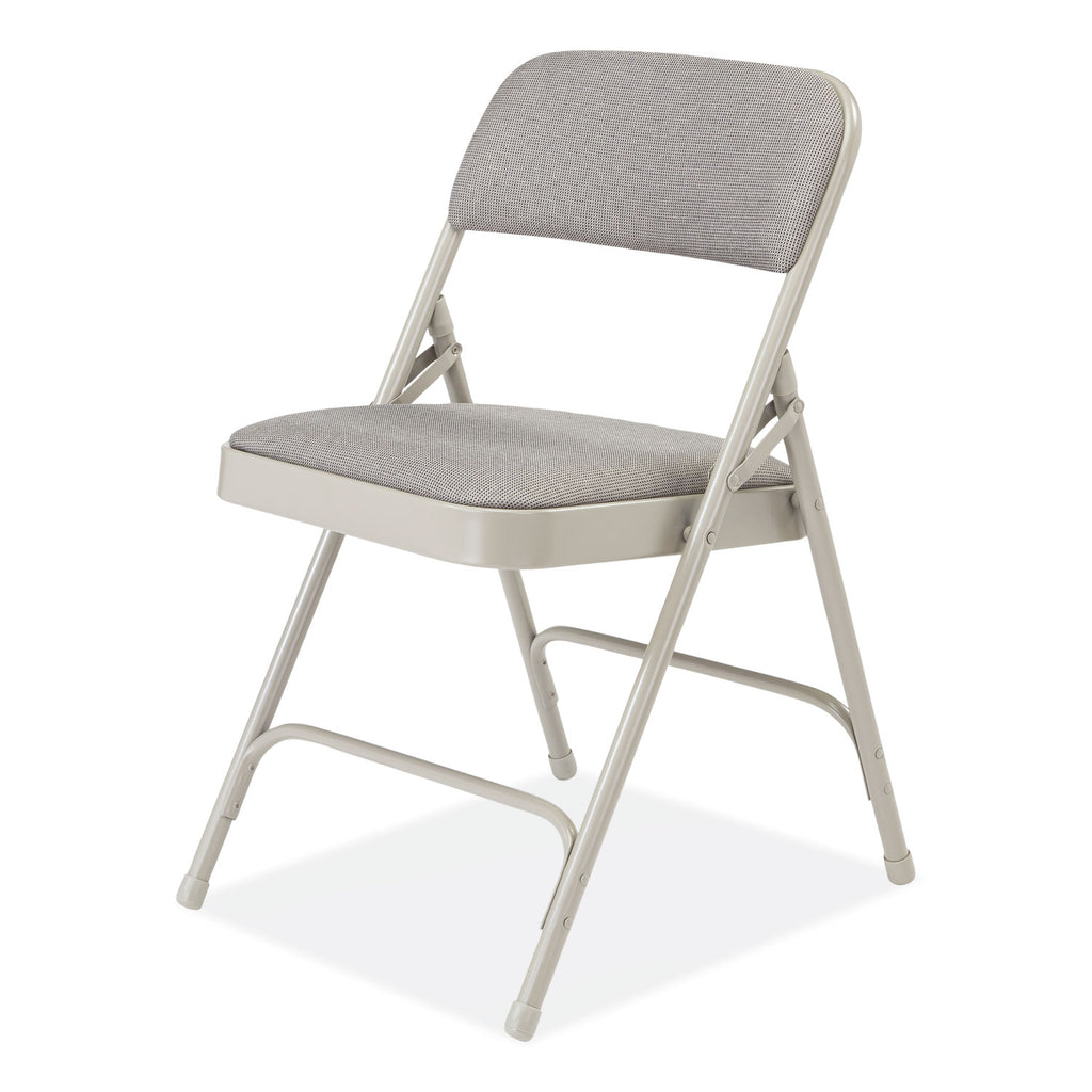 2200 Series Fabric Dual-Hinge Premium Folding Chair, Supports 500lb,Greystone Seat/Back,Gray Base,4/CT, Ships in 1-3 Bus Days