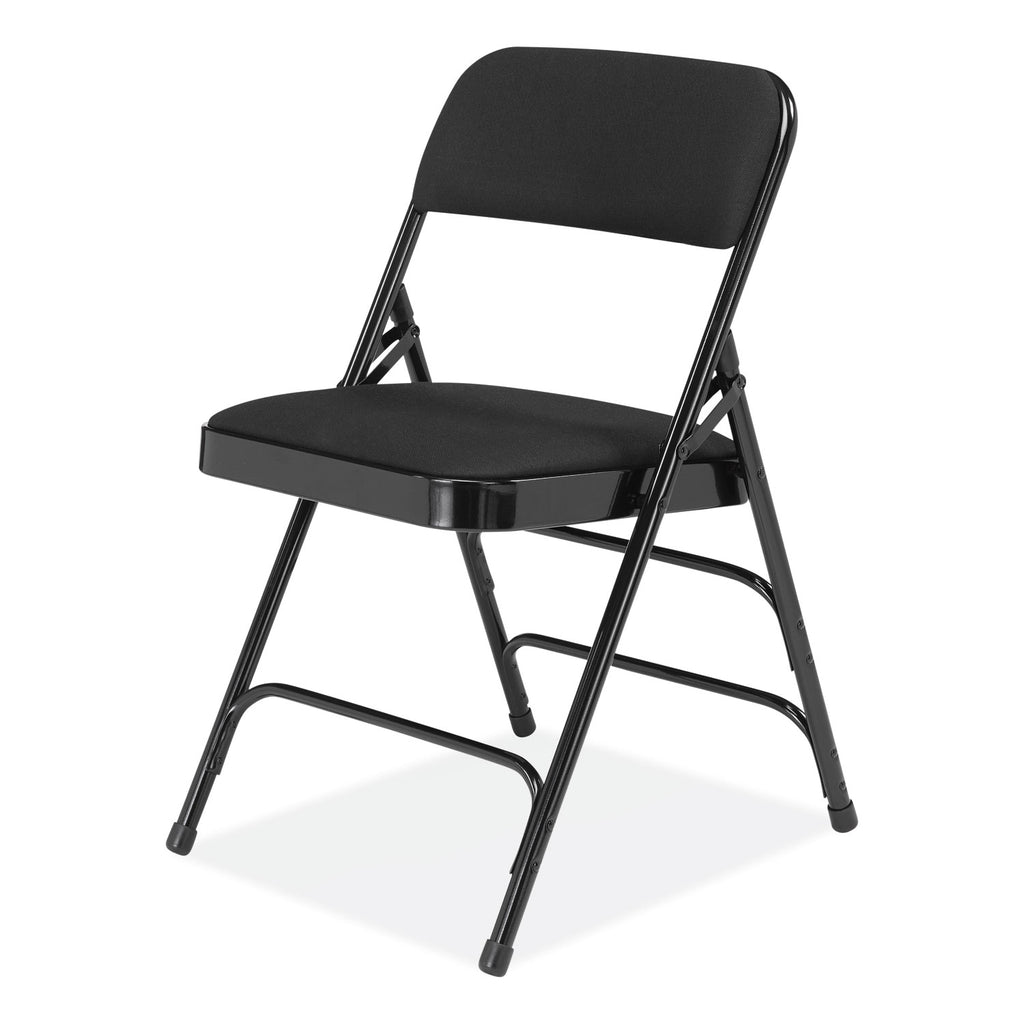 2300 Series Fabric Upholstered Triple Brace Premium Folding Chair, Supports 500lb, Midnight Black, 4/CT,Ships in 1-3 Bus Days