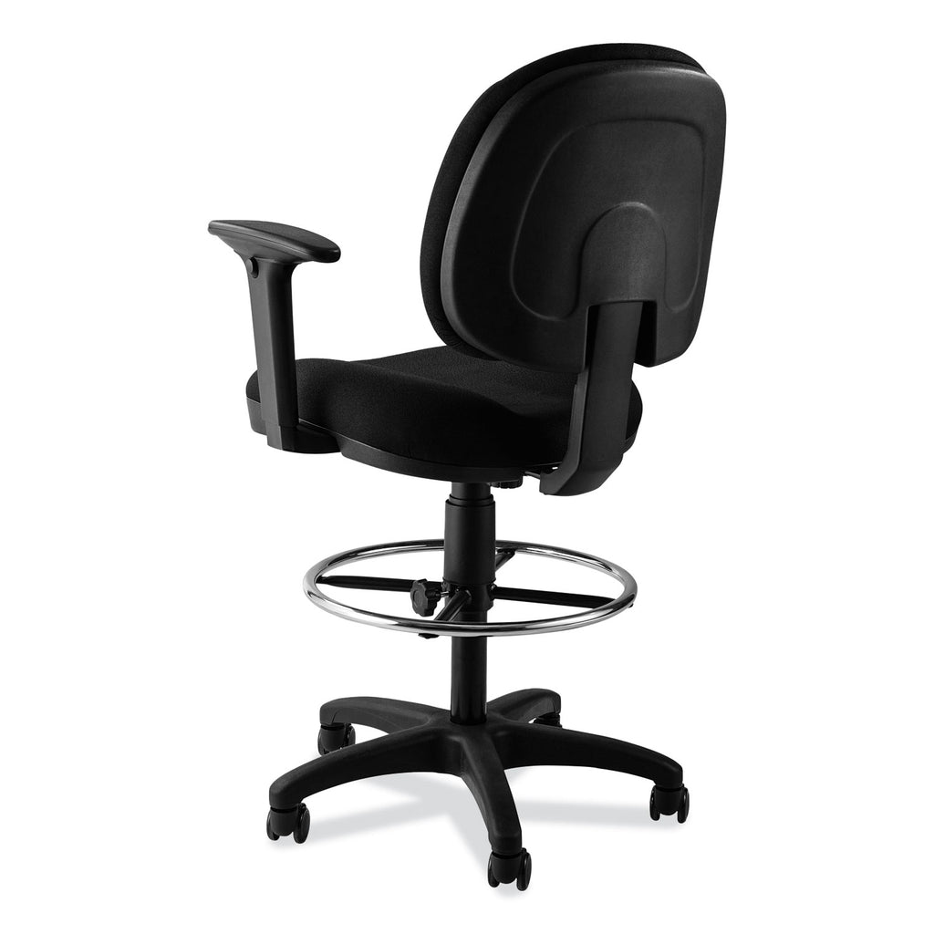 Comfort Task Stool with Arms, Supports Up to 300 lb, 25.5" to 35.5" Seat Height, Black Seat/Back/Base, Ships in 1-3 Bus Days