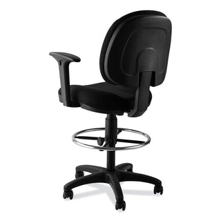 Comfort Task Stool with Arms, Supports Up to 300 lb, 25.5" to 35.5" Seat Height, Black Seat/Back/Base, Ships in 1-3 Bus Days