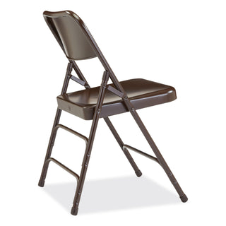 300 Series Deluxe All-Steel Triple Brace Folding Chair, Supports 480 lb, 17.25" Seat Ht, Brown, 4/CT, Ships in 1-3 Bus Days