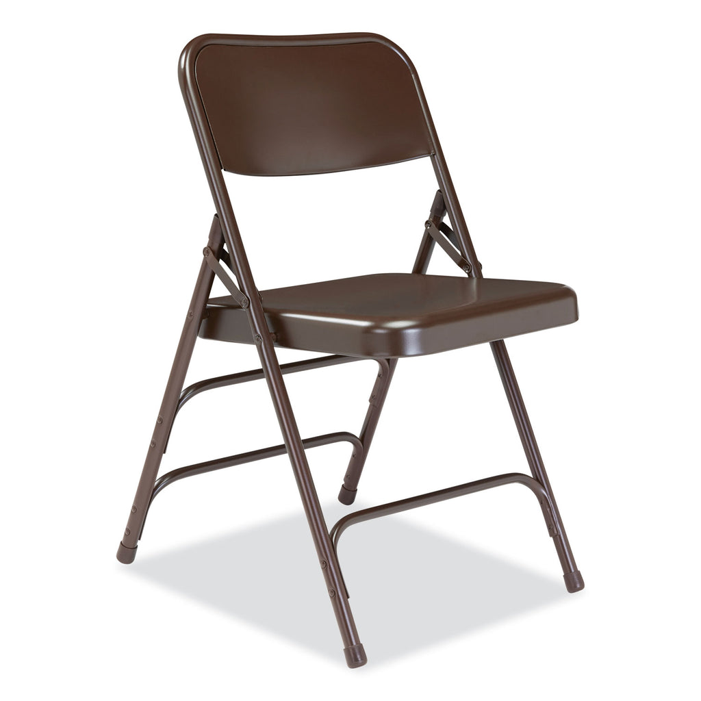 300 Series Deluxe All-Steel Triple Brace Folding Chair, Supports 480 lb, 17.25" Seat Ht, Brown, 4/CT, Ships in 1-3 Bus Days