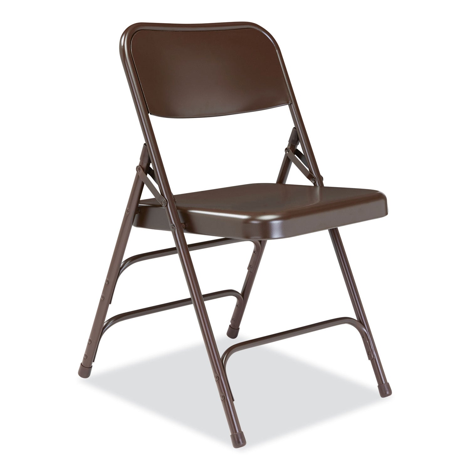 300 Series Deluxe All-Steel Triple Brace Folding Chair, Supports 480 lb, 17.25" Seat Ht, Brown, 4/CT, Ships in 1-3 Bus Days