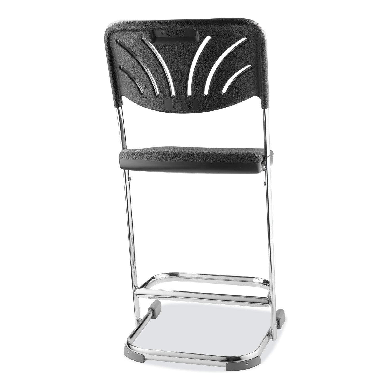 6600 Series Elephant Z-Stool With Backrest, Supports 500 lb, 22" Seat Ht, Black Seat/Back, Chrome Frame,Ships in 1-3 Bus Days