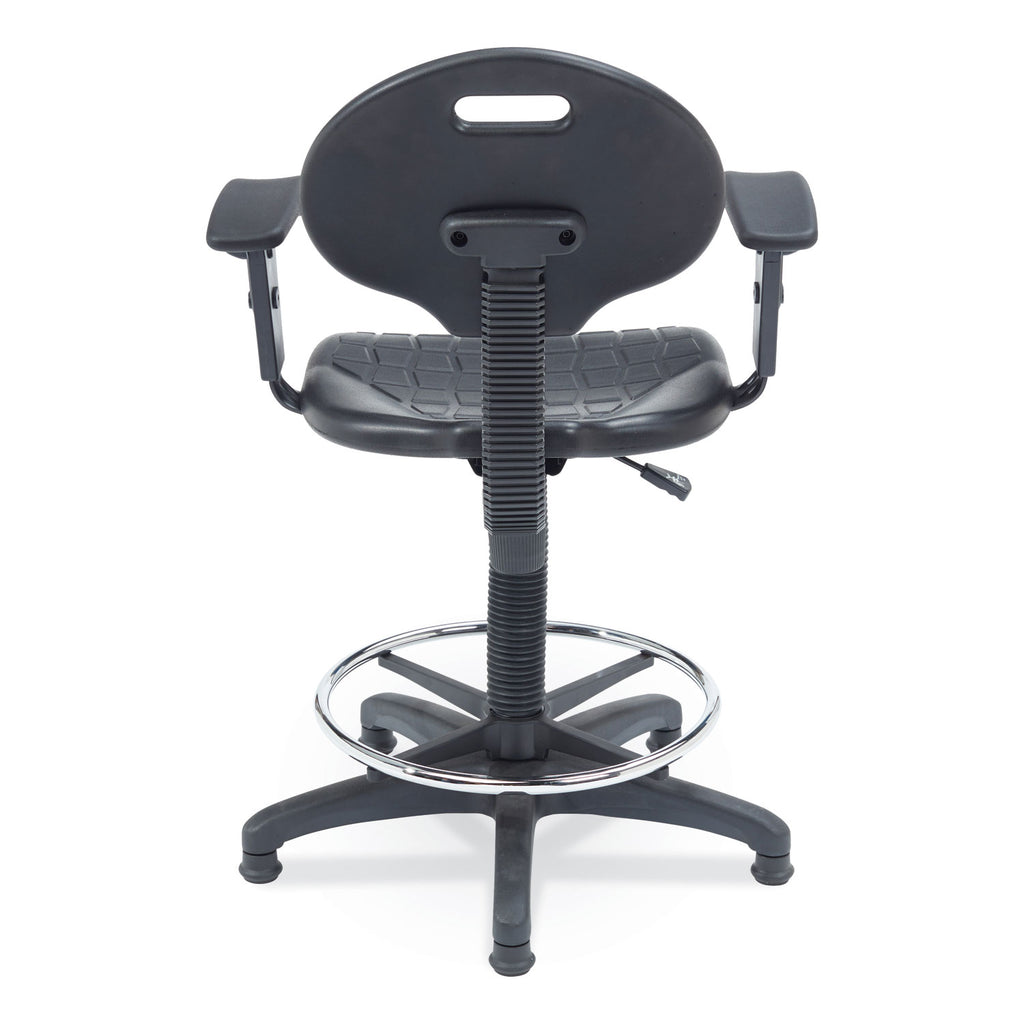 6700 Series Polyurethane Adj Height Task Chair w/Arms, Supports 300lb, 22"-32" Seat Ht, Black Seat/Base,Ships in 1-3 Bus Days