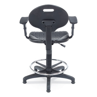 6700 Series Polyurethane Adj Height Task Chair w/Arms, Supports 300lb, 22"-32" Seat Ht, Black Seat/Base,Ships in 1-3 Bus Days
