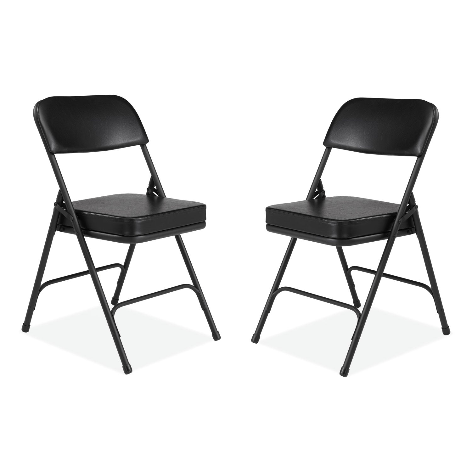 3200 Series 2" Vinyl Upholstered Double Hinge Folding Chair, Supports 300lb, 18.5" Seat Ht, Black, 2/CT,Ships in 1-3 Bus Days