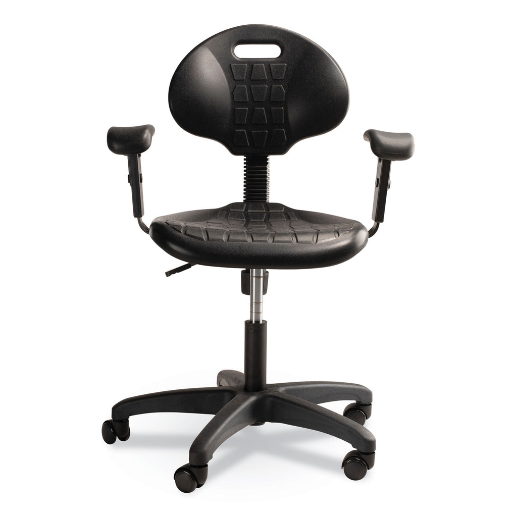 6700 Series Polyurethane Adj Height Task Chair w/Arms, Supports 300lb, 16"-21" Seat Ht, Black Seat/Base,Ships in 1-3 Bus Days