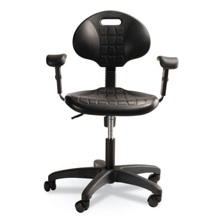 6700 Series Polyurethane Adj Height Task Chair w/Arms, Supports 300lb, 16"-21" Seat Ht, Black Seat/Base,Ships in 1-3 Bus Days
