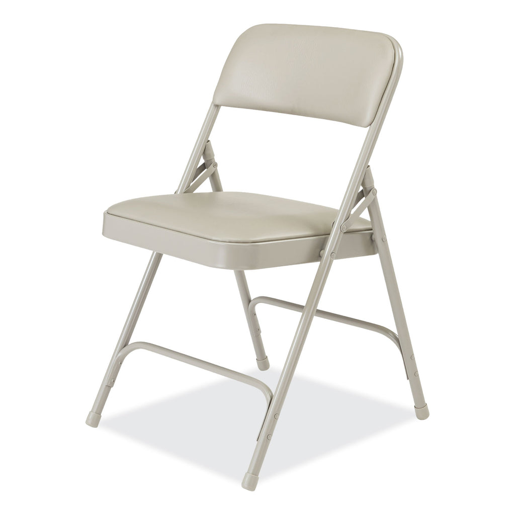 1200 Series Premium Vinyl Dual-Hinge Folding Chair, Supports 500lb, 17.75" Seat Height, Warm Gray, 4/CT,Ships in 1-3 Bus Days