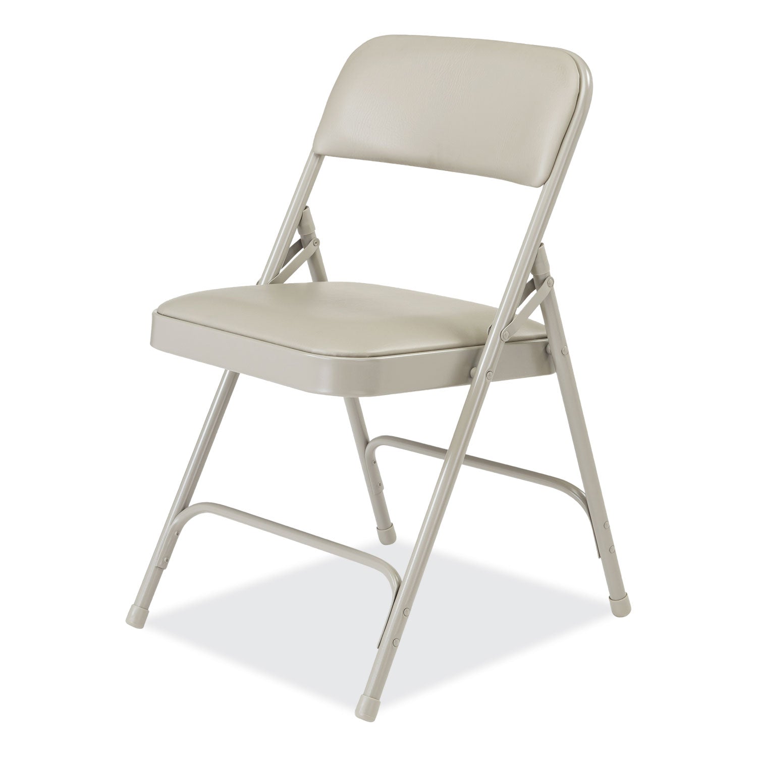 1200 Series Premium Vinyl Dual-Hinge Folding Chair, Supports 500lb, 17.75" Seat Height, Warm Gray, 4/CT,Ships in 1-3 Bus Days