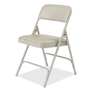 1200 Series Premium Vinyl Dual-Hinge Folding Chair, Supports 500lb, 17.75" Seat Height, Warm Gray, 4/CT,Ships in 1-3 Bus Days