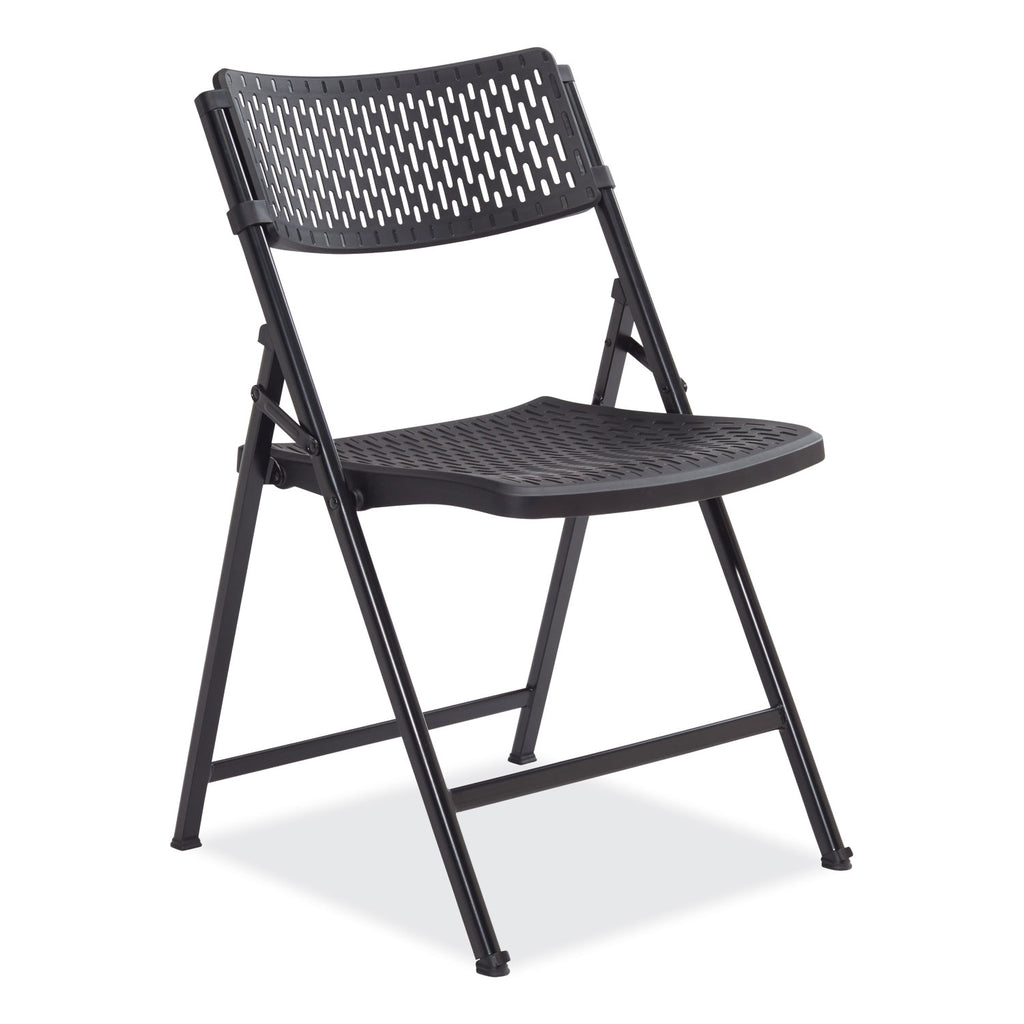 AirFlex Series Premium Poly Folding Chair, Supports 1000 lb, 17.25" Seat Ht, Black Seat/Back/Base, 4/CT,Ships in 1-3 Bus Days