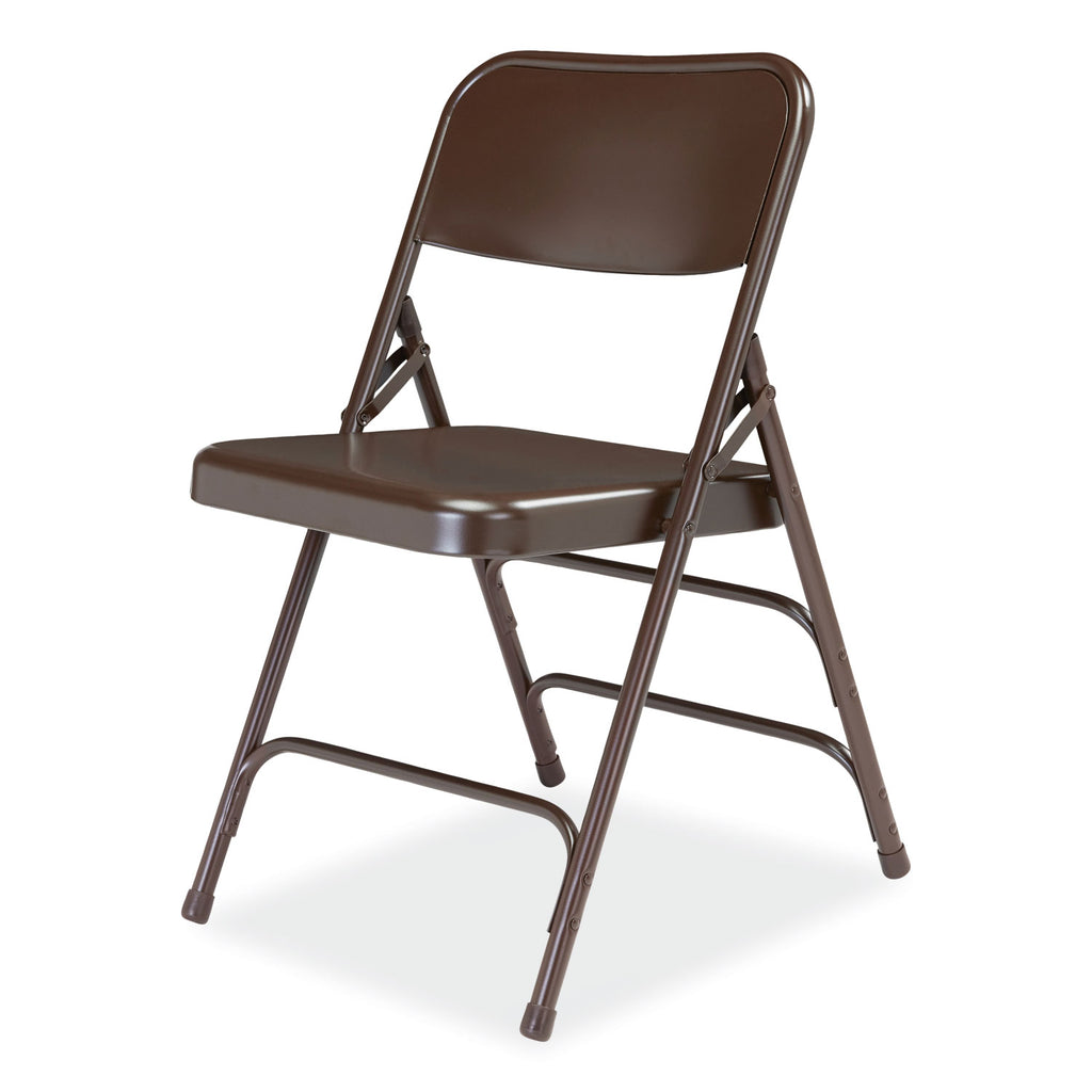 300 Series Deluxe All-Steel Triple Brace Folding Chair, Supports 480 lb, 17.25" Seat Ht, Brown, 4/CT, Ships in 1-3 Bus Days