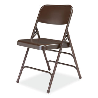 300 Series Deluxe All-Steel Triple Brace Folding Chair, Supports 480 lb, 17.25" Seat Ht, Brown, 4/CT, Ships in 1-3 Bus Days