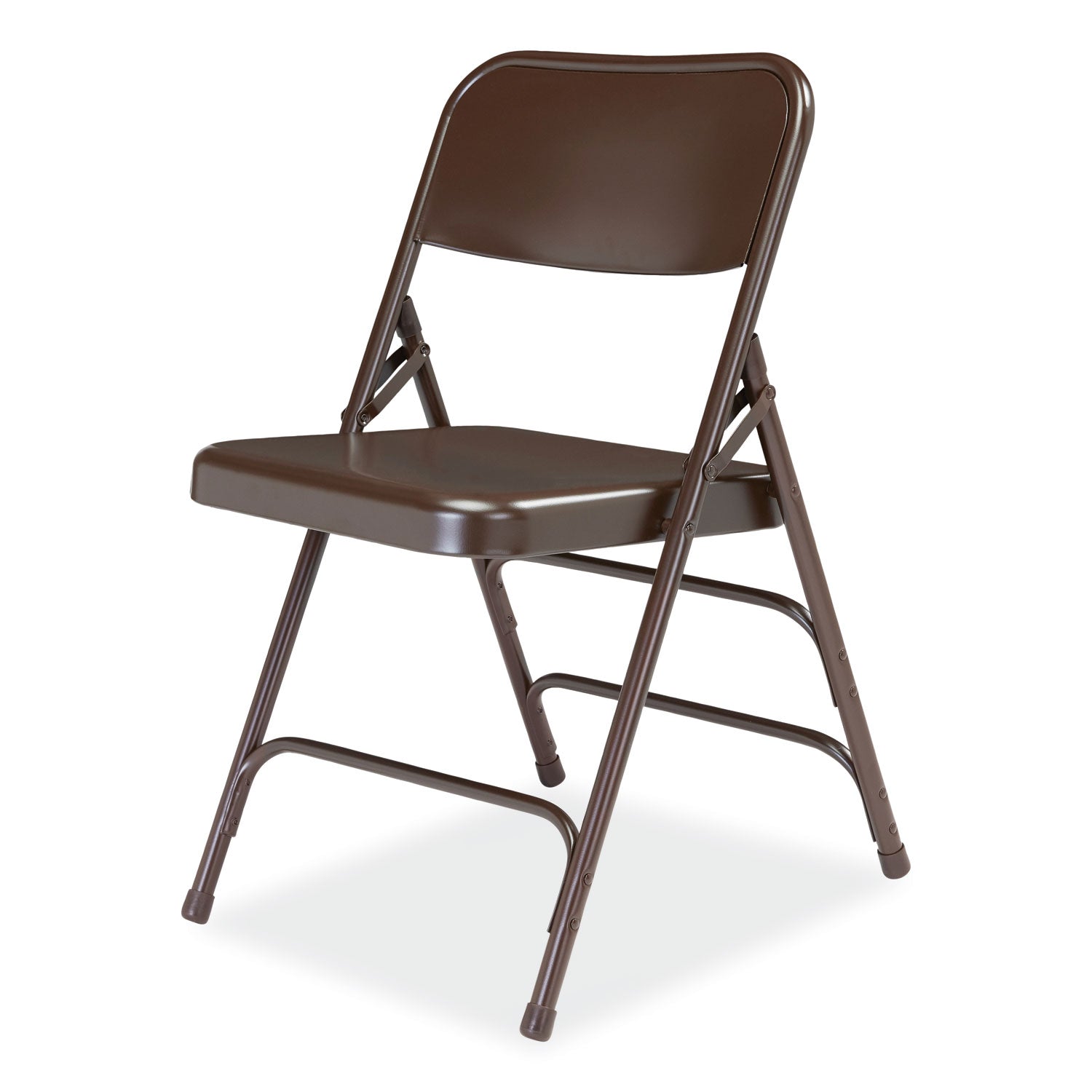 300 Series Deluxe All-Steel Triple Brace Folding Chair, Supports 480 lb, 17.25" Seat Ht, Brown, 4/CT, Ships in 1-3 Bus Days