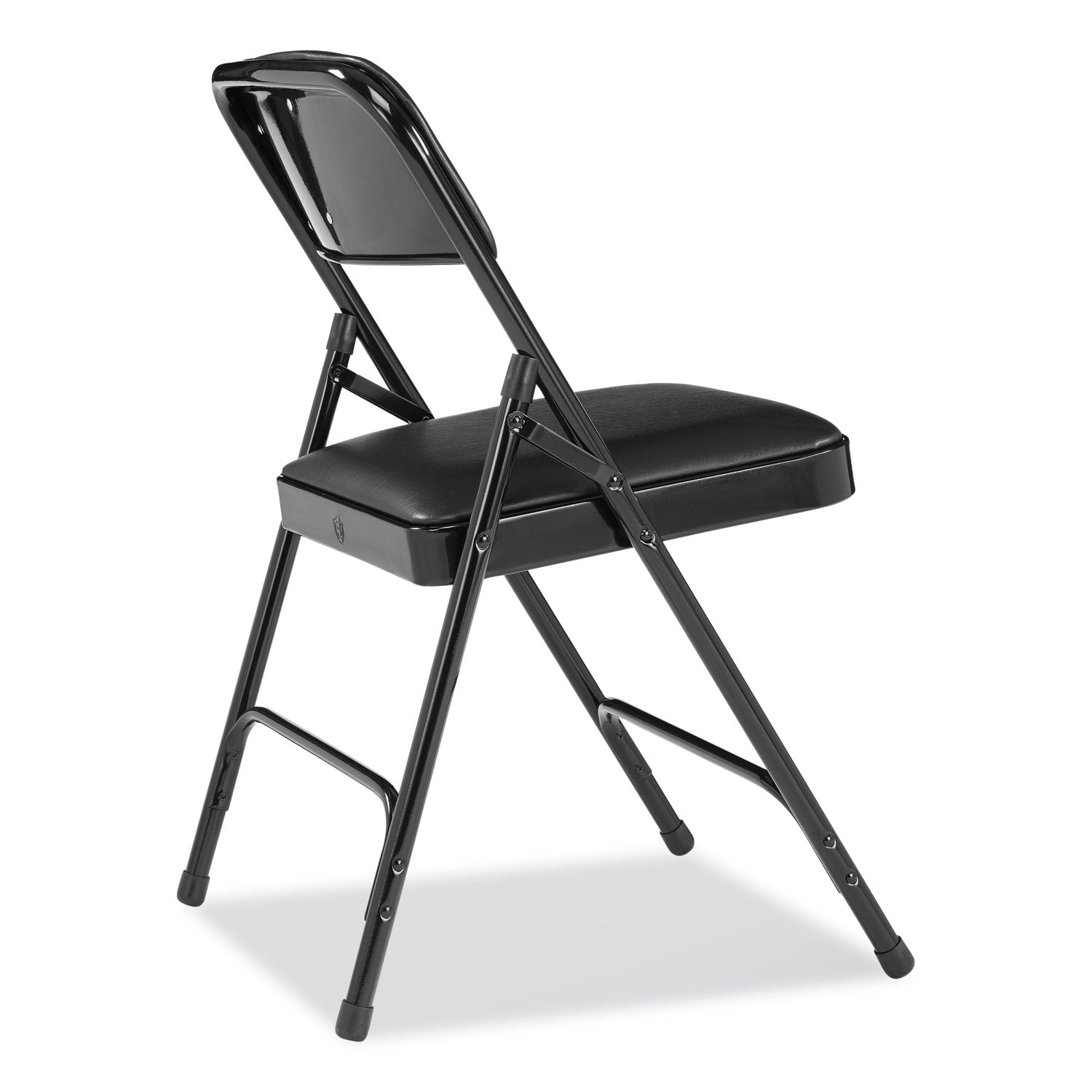 1200 Series Premium Vinyl Dual-Hinge Folding Chair, Supports 500 lb, 17.75" Seat Ht, Caviar Black, 4/CT,Ships in 1-3 Bus Days