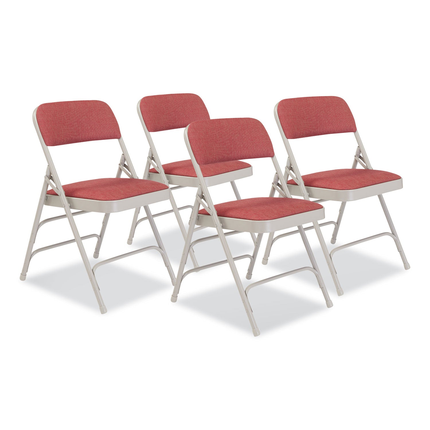 2300 Series Fabric Upholstered Tri-Brace Folding Chair,Supports 500lb,Cabernet Seat/Back,Gray Base,4/CT,Ships in 1-3 Bus Days