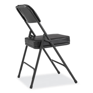 3200 Series 2" Vinyl Upholstered Double Hinge Folding Chair, Supports 300lb, 18.5" Seat Ht, Black, 2/CT,Ships in 1-3 Bus Days