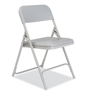 800 Series Premium Plastic Folding Chair, Supports 500 lb, 18" Seat Ht, Gray Seat/Back, Gray Base, 4/CT,Ships in 1-3 Bus Days