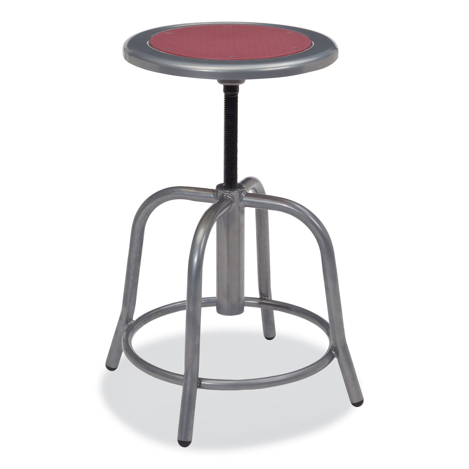6800 Series Height Adj Metal Seat Swivel Stool, Supports 300lb, 18"-24" Seat Ht,Burgundy Seat/Gray Base,Ships in 1-3 Bus Days