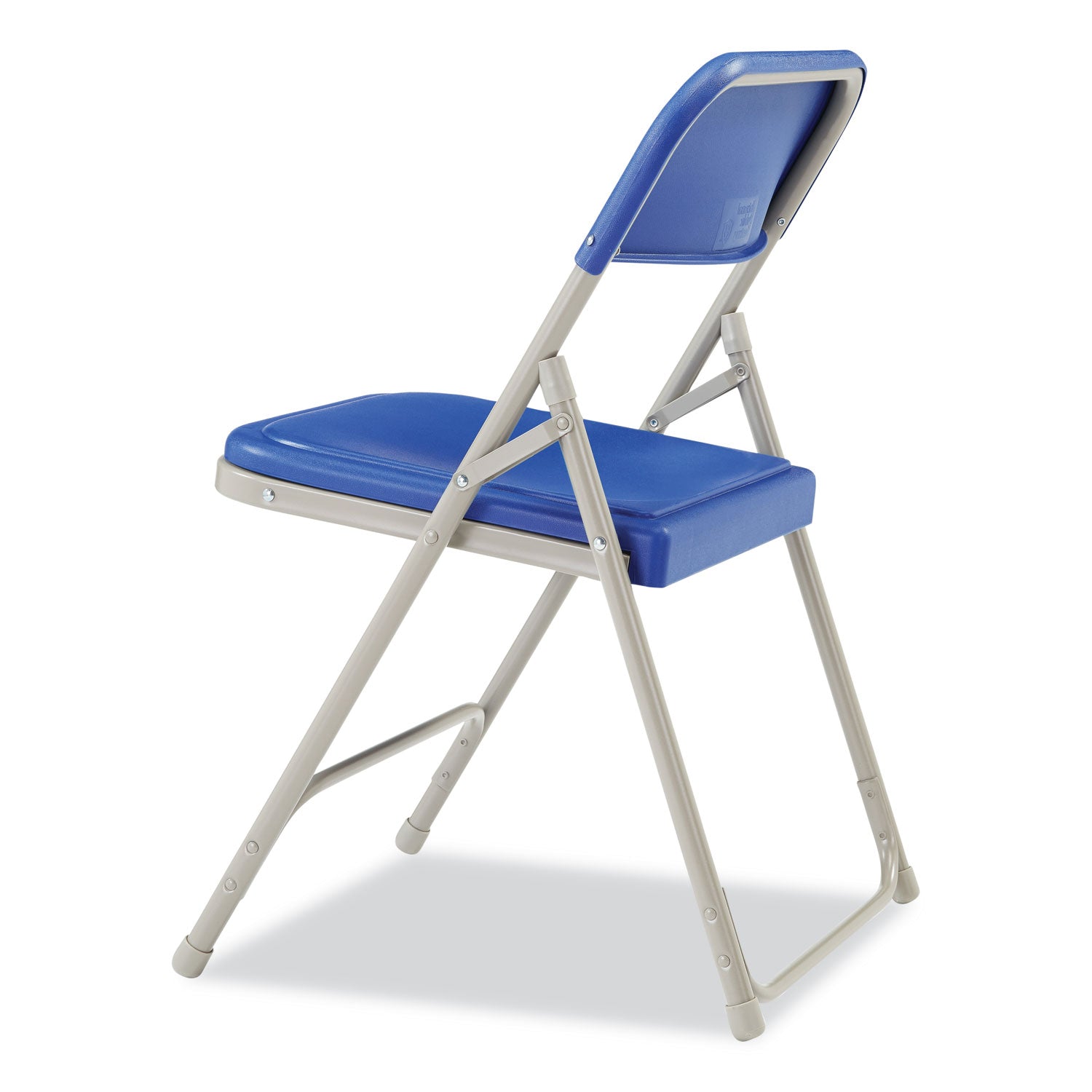 800 Series Premium Plastic Folding Chair, Supports 500 lb, 18" Seat Ht, Blue Seat/Back, Gray Base, 4/CT,Ships in 1-3 Bus Days