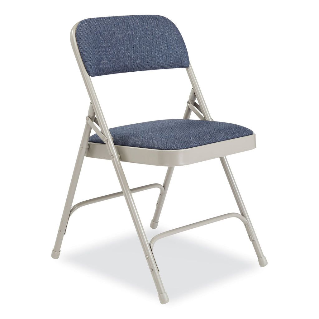 2200 Series Fabric Dual-Hinge Premium Folding Chair, Supports 500 lb, Blue Seat/Back, Gray Base, 4/CT, Ships in 1-3 Bus Days