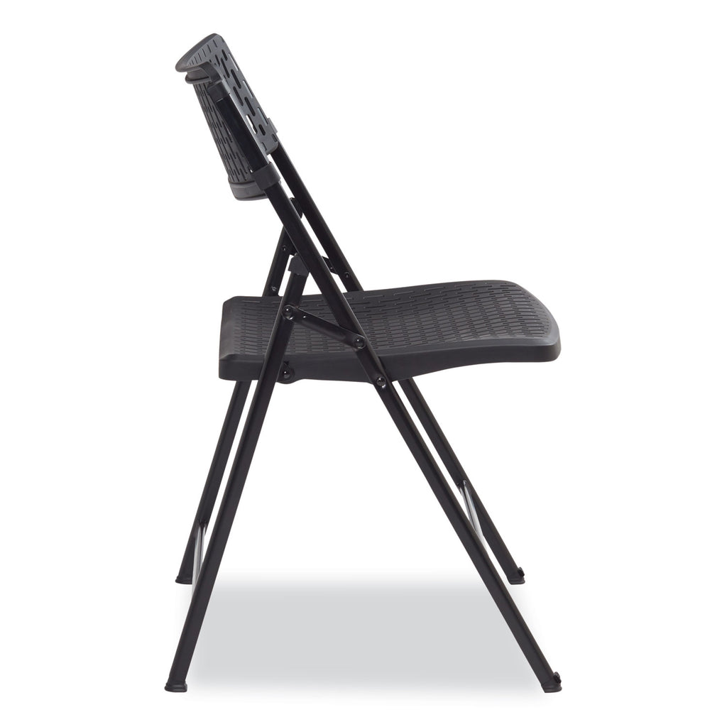 AirFlex Series Premium Poly Folding Chair, Supports 1000 lb, 17.25" Seat Ht, Black Seat/Back/Base, 4/CT,Ships in 1-3 Bus Days